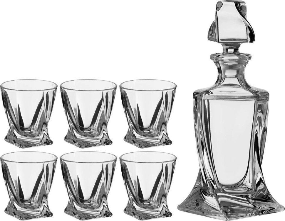 Набор для водки 7 пр."квадро":штоф+6 стопок 400/55 мл. высота=25/6 см. Crystal Bohemia (669-210)