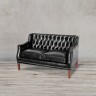 Диван 8829-2D/black#76, обивка кожа, ножки дерево, Black, ROOMERS FURNITURE