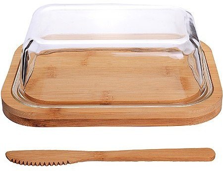 Масленка стекло-бамбук с ножом МВ (30669)