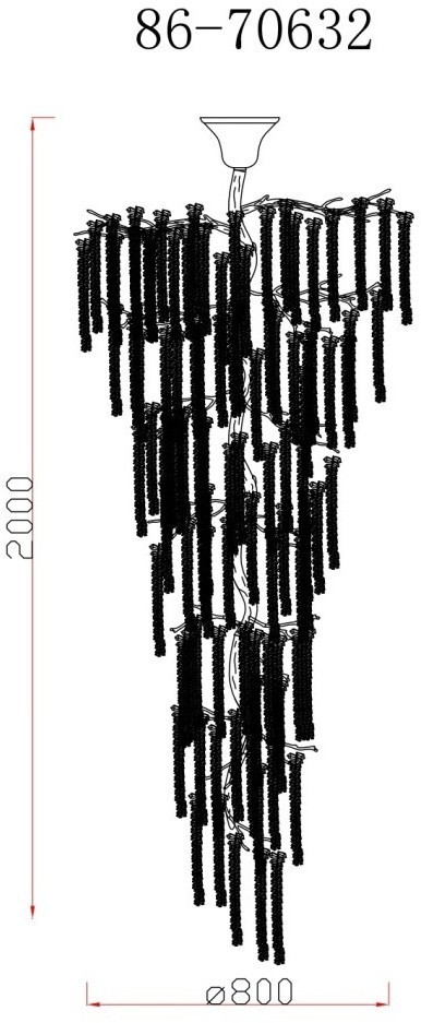 Люстра каскадная d.80*h200 см, металл цвет золото (TT-00012856)
