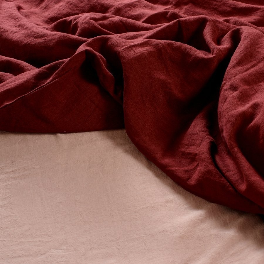 Пододеяльник изо льна бордового цвета essential, 200х200 см (63311)