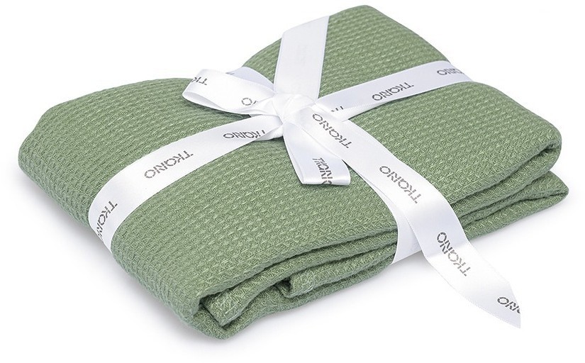 Набор из двух вафельных полотенец изо льна цвета шалфея из коллекции essential, 50х70 см (75109)