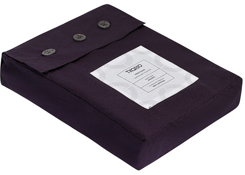 Простыня из стираного перкаля сливового цвета из коллекции essential, 240х270 см (77752)