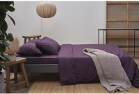 Простыня из стираного перкаля сливового цвета из коллекции essential, 240х270 см (77752)