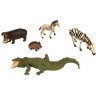 Набор фигурок животных серии "Мир диких животных": 2 зебры, 2 бегемота и крокодил (набор из 5 фигурок) (MM211-288)