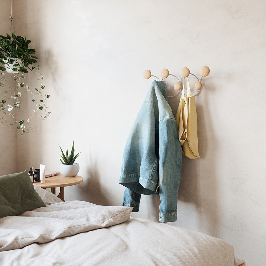 Вешалка настенная dotsy, белая/натуральное дерево (75209)