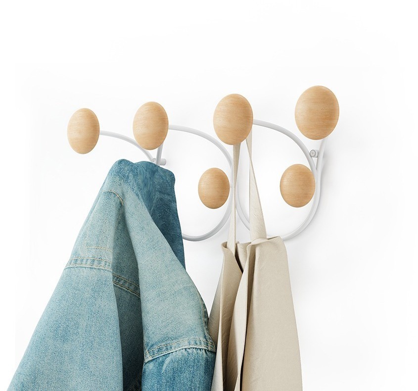 Вешалка настенная dotsy, белая/натуральное дерево (75209)