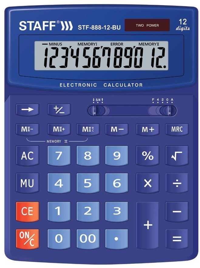 Калькулятор настольный Staff STF-888-12-BU 12 разрядов 250455 (64961)