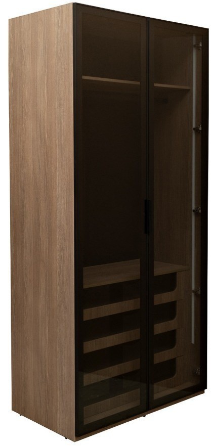 GD-10012/1-3 Шкаф Alto двух c выдв ящик,цвет дуб Урбан Кофейный,дверцы стекло(тонир) 100*57*228.5см (TT-00014198)