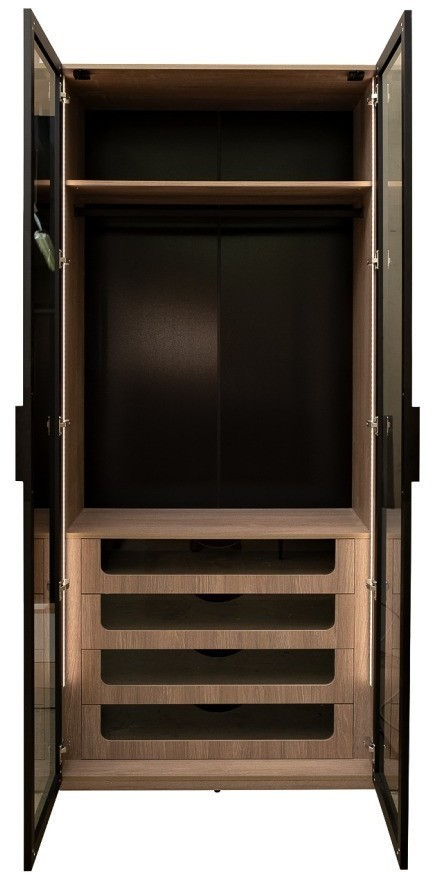 GD-10012/1-3 Шкаф Alto двух c выдв ящик,цвет дуб Урбан Кофейный,дверцы стекло(тонир) 100*57*228.5см (TT-00014198)