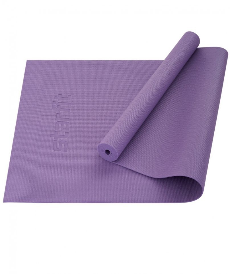Коврик для йоги и фитнеса FM-101, PVC, 183x61x0,3 см, фиолетовый пастель (2104261)