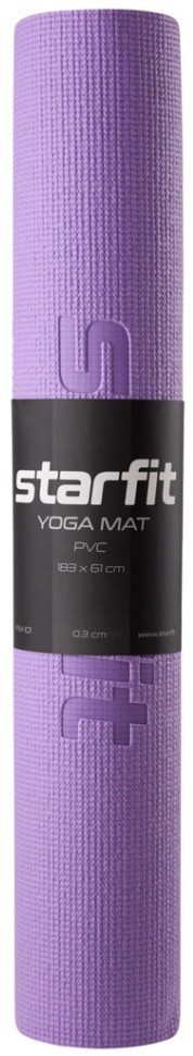 Коврик для йоги и фитнеса FM-101, PVC, 183x61x0,3 см, фиолетовый пастель (2104261)