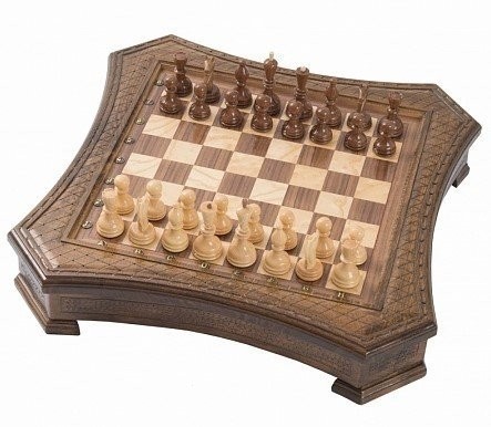 Шахматы резные восьмиугольные в ларце 50, Haleyan (32566)