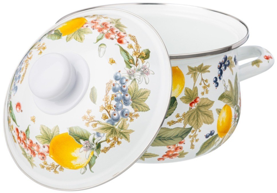 Кастрюля agness эмалированная с эмал.крышкой серия "фруктовая корзина", 2.0 л, 18*11 см (934-581)