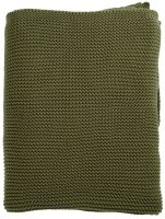 Плед из хлопка жемчужной вязки оливкового цвета из коллекции essential, 130х180 см (65886)