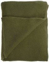 Плед из хлопка жемчужной вязки оливкового цвета из коллекции essential, 130х180 см (65886)