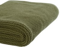 Плед из хлопка жемчужной вязки оливкового цвета из коллекции essential, 130х180 см (65886)