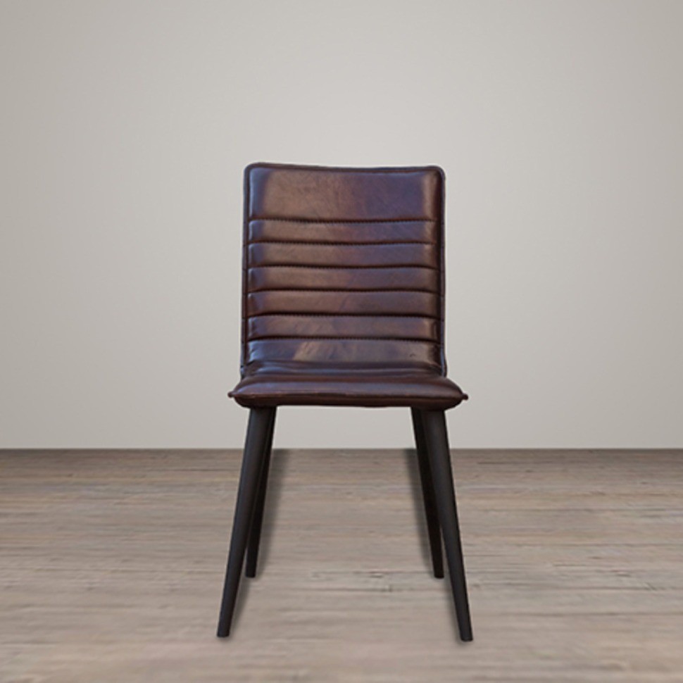 Стул Сабина Ретро SABINA RETRO, каркас массив дуба, обивка натуральная кожа, Gun Metal, ROOMERS FURNITURE