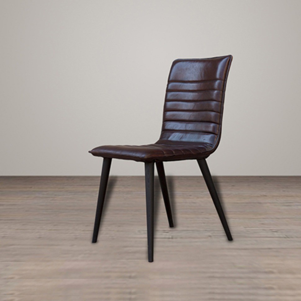 Стул Сабина Ретро SABINA RETRO, каркас массив дуба, обивка натуральная кожа, Gun Metal, ROOMERS FURNITURE