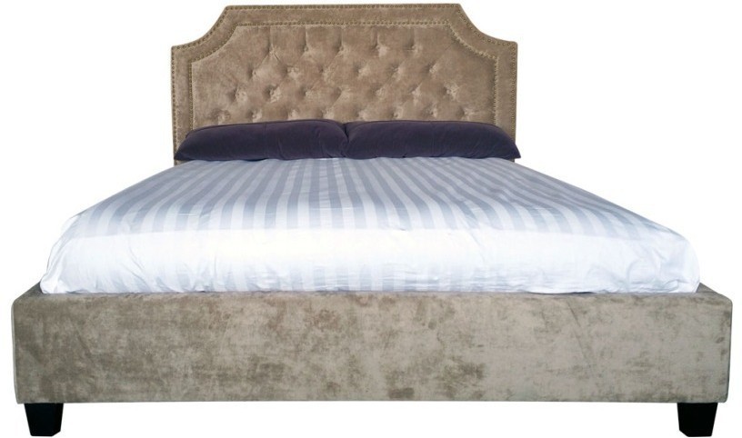Кровать бархат бежевый 217*172*130см (00002587)