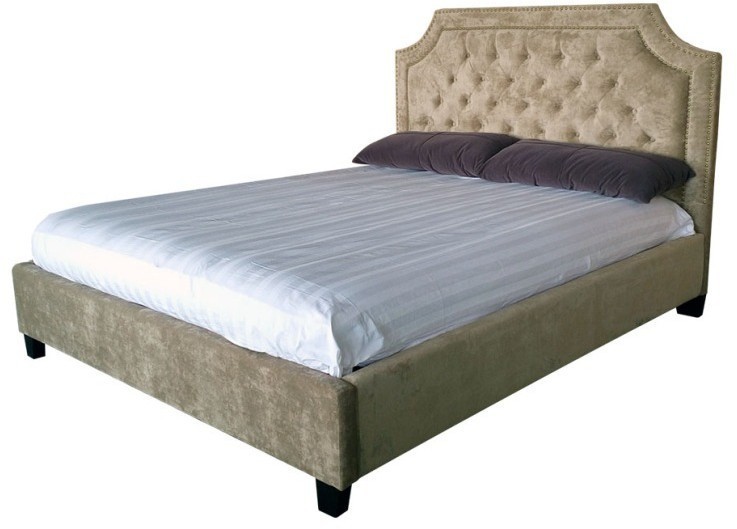 Кровать бархат бежевый 217*172*130см (00002587)