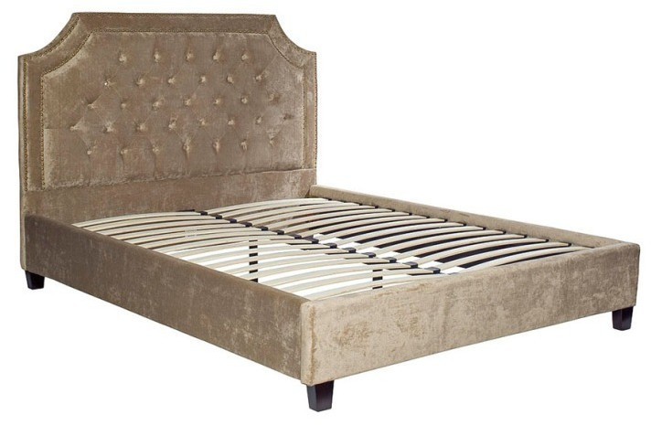 Кровать бархат бежевый 217*172*130см (00002587)