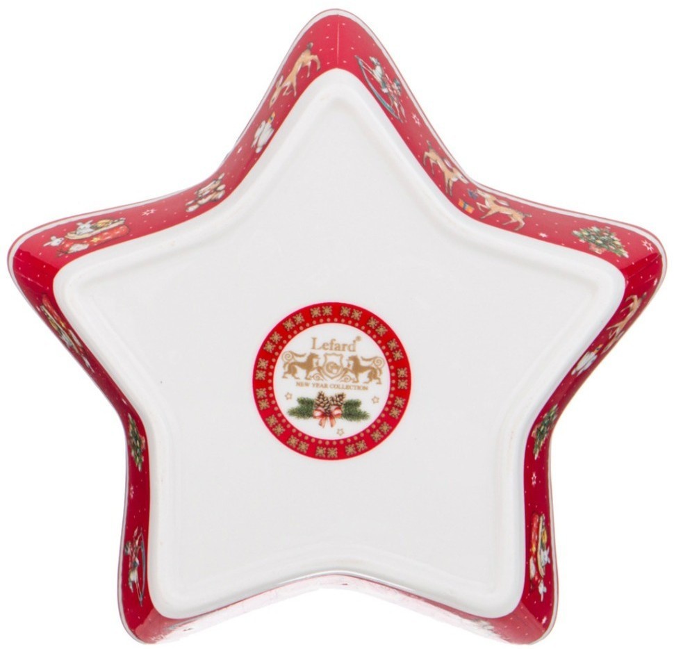 Блюдо lefard "с новым годом!" в форме звезды 17,5х17,5х3,5 см красное (85-1967)