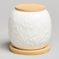 Банка lefard &quot;meadow&quot; с дер.крышкой на дер.подставке 10*11,5 см 600 мл (587-212)