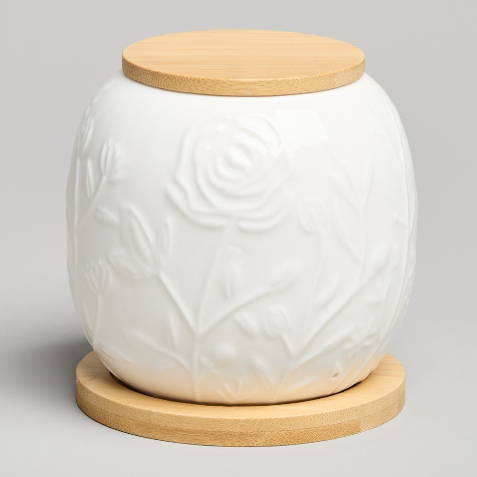 Банка lefard "meadow" с дер.крышкой на дер.подставке 10*11,5 см 600 мл (587-212)