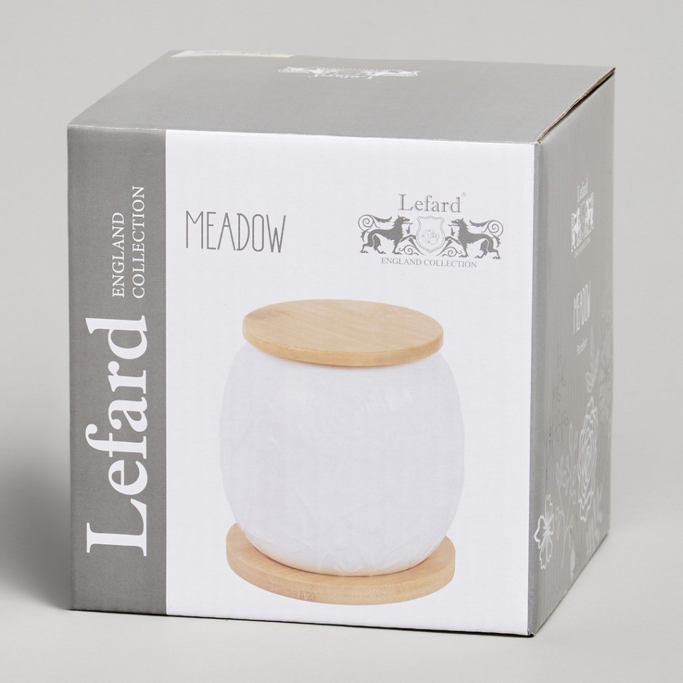 Банка lefard "meadow" с дер.крышкой на дер.подставке 10*11,5 см 600 мл (587-212)