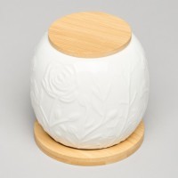 Банка lefard &quot;meadow&quot; с дер.крышкой на дер.подставке 10*11,5 см 600 мл (587-212)