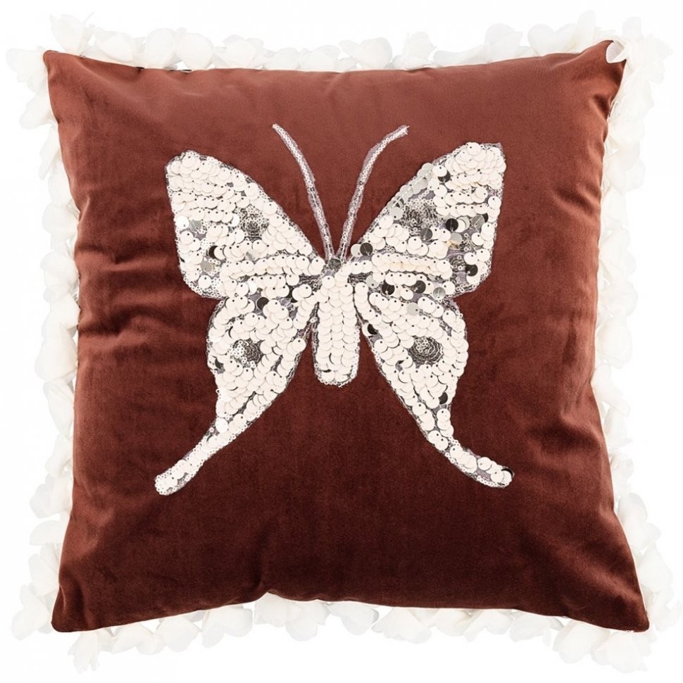 Подушка декоративная "бабочка",45х45см,коричневый,100%пэ SANTALINO (850-829-3)