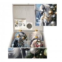 Новогодний набор на 4 шара Вестник зимнего света с кристаллами Swarovski (4045)