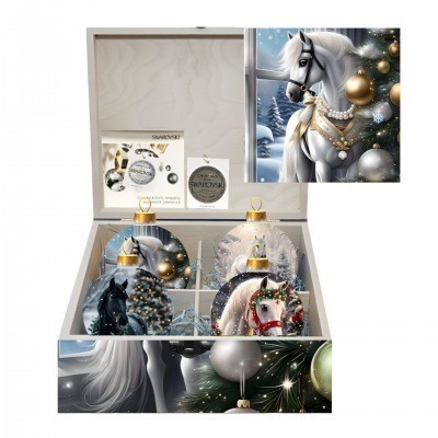 Новогодний набор на 4 шара Вестник зимнего света с кристаллами Swarovski (4045)