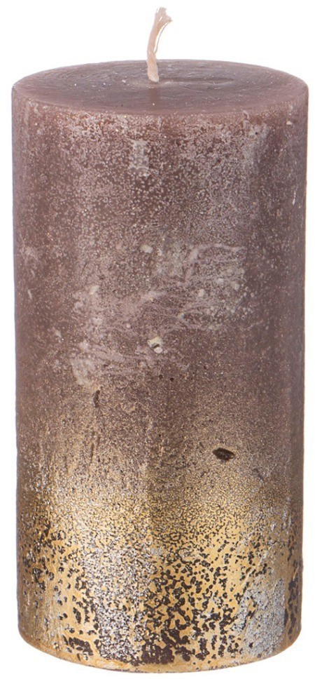 Свеча bronco столбик "rustic" песочная с золотом 15*6 см (315-345)