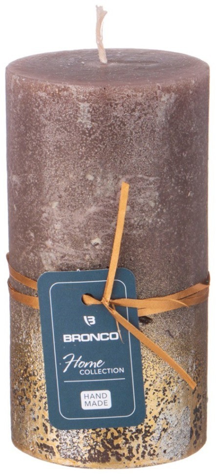 Свеча bronco столбик "rustic" песочная с золотом 15*6 см (315-345)