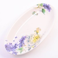 Блюдо сервировочное овальное Букет фантазий доломит LR (60222)