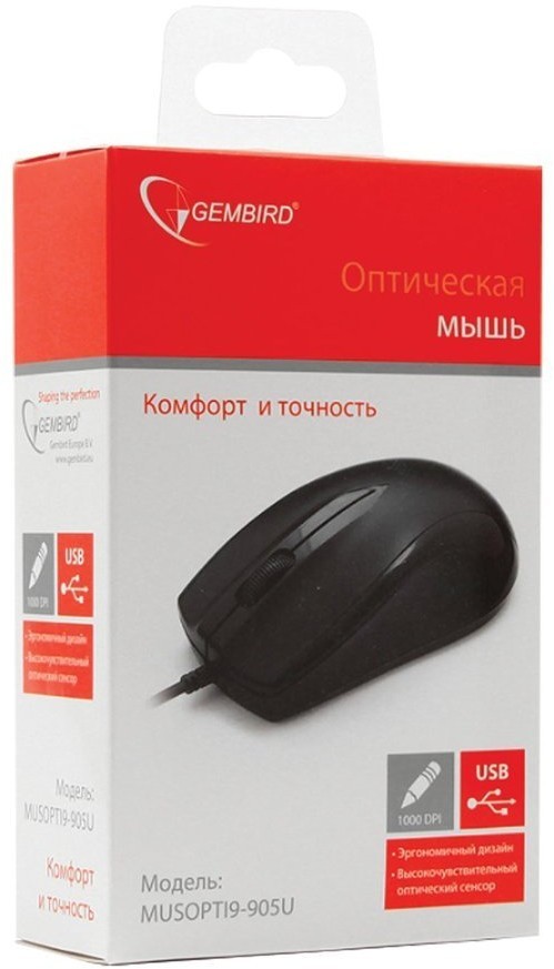 Мышь проводная оптическая USB Gembird MUSOPTI9-905U (2) (67100)