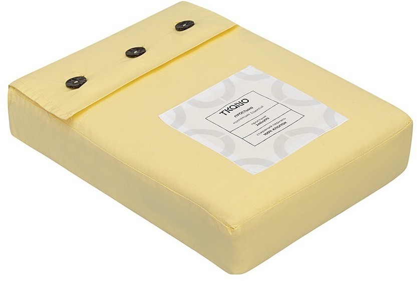 Простыня из стираного перкаля светло-желтого цвета из коллекции essential, 240х270 см (77751)