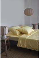 Простыня из стираного перкаля светло-желтого цвета из коллекции essential, 240х270 см (77751)