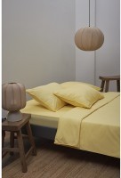 Простыня из стираного перкаля светло-желтого цвета из коллекции essential, 240х270 см (77751)