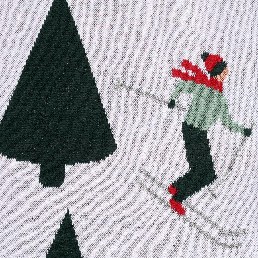 Плед из хлопка с новогодним рисунком let's ski из коллекции new year essential, 130x180 см (79344)