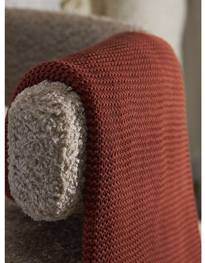 Плед из хлопка жемчужной вязки терракотового цвета из коллекции essential, 130х180 см (77977)