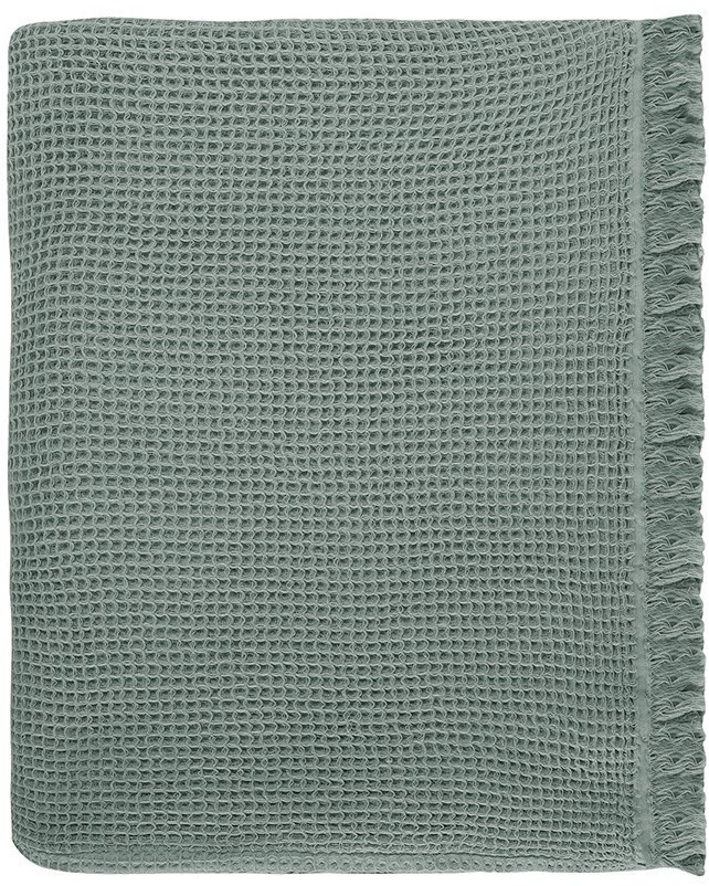 Покрывало вафельное из хлопка цвета шалфея из коллекции essential, 180х250 см (77460)