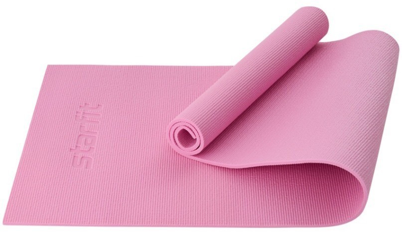 Коврик для йоги и фитнеса FM-101, PVC, 183x61x0,8 см, розовый пастель (2103965)