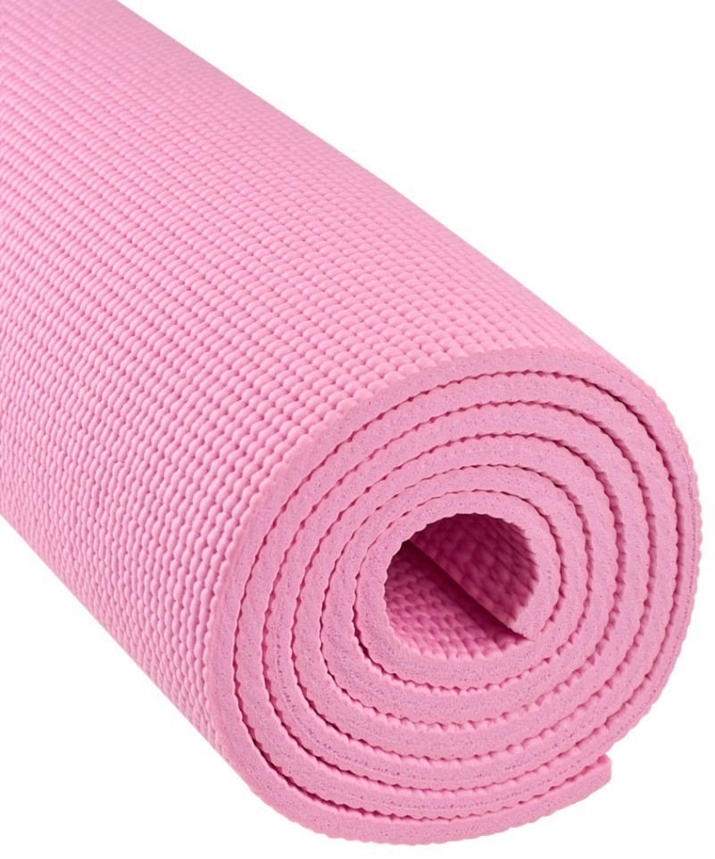 Коврик для йоги и фитнеса FM-101, PVC, 183x61x0,8 см, розовый пастель (2103965)