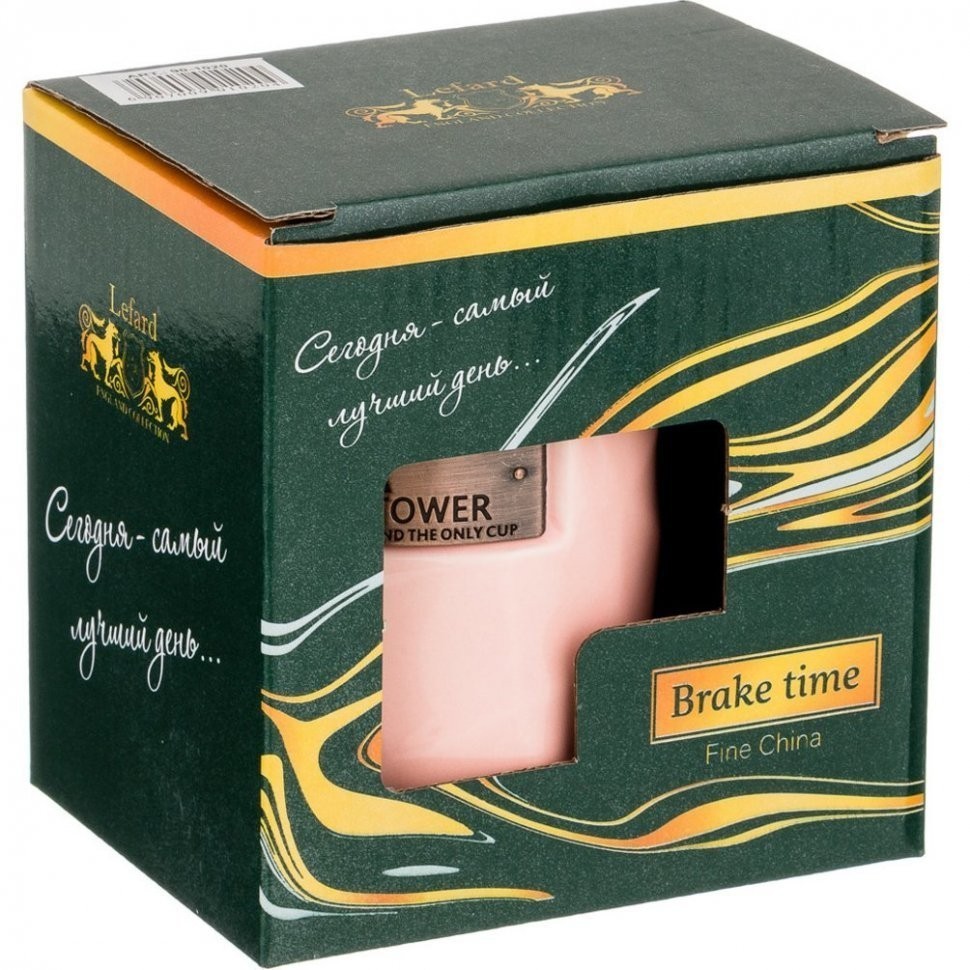 Кружка "break time" с ложкой и деревянной крышкой 375мл, розовая Lefard (90-1020)