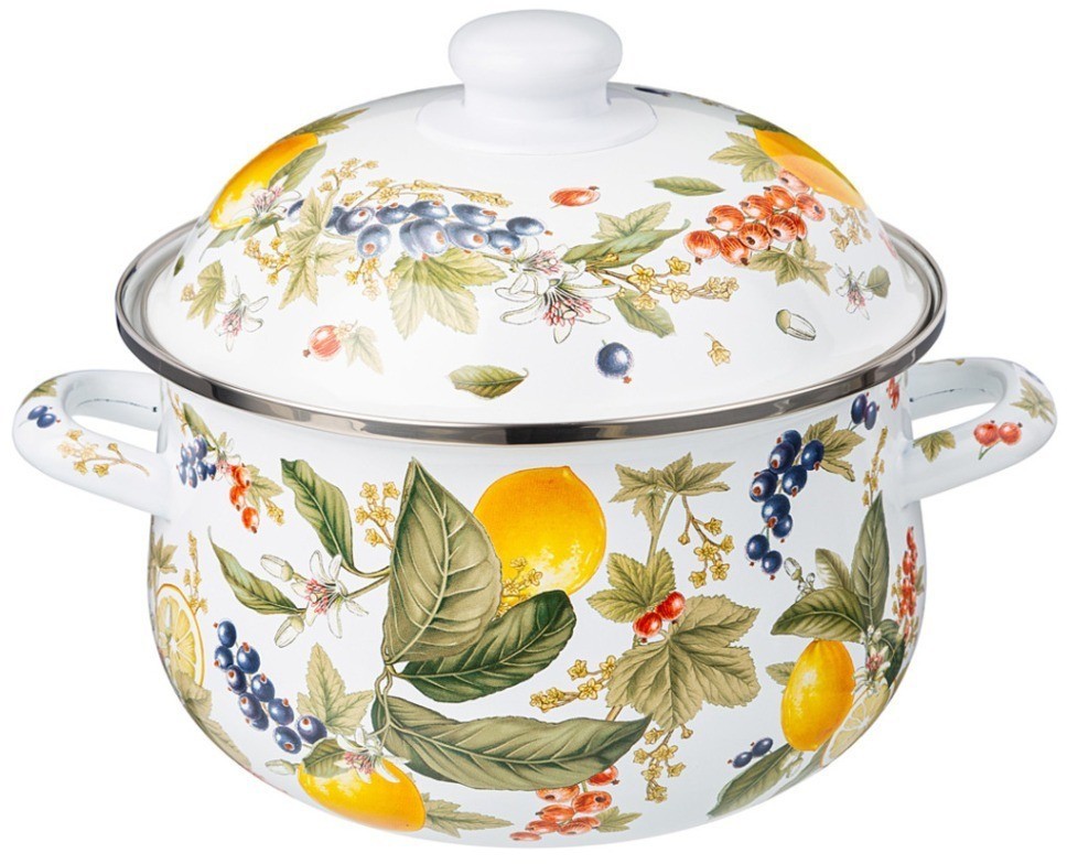 Кастрюля agness эмалированная с эмал.крышкой серия "фруктовая корзина", 2.8 л, 20*12 см (934-582)