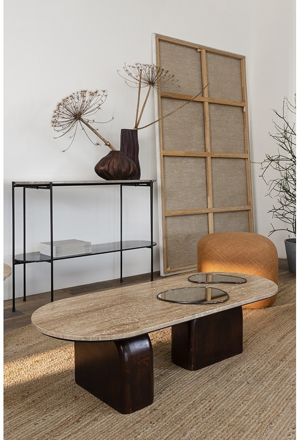 Столик журнальный torhill, 120х50 см, бежевый/орех (76324)