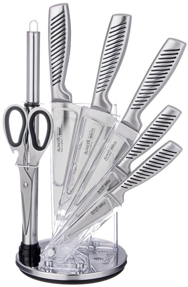 Набор ножей agness нжс на пластиковой вращающейся подставке 8 пр. (911-498)